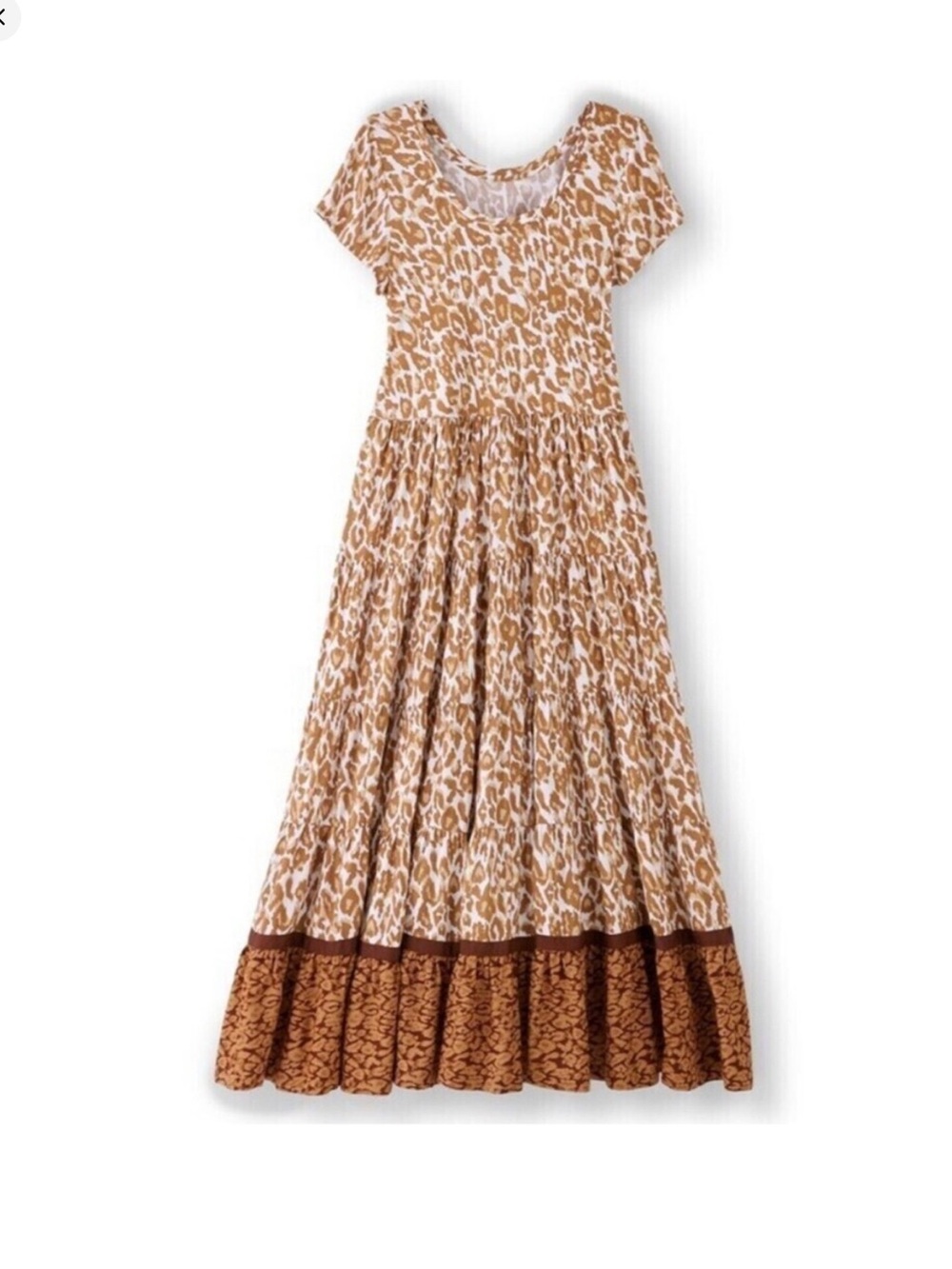 Soft‎ Surroundings Kara Tiered Maxi Dress Brown Leopard  Print Size Medium - Picture 6 of 16